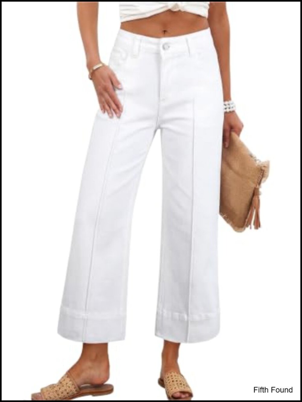 Womens Retro Baggy Wide Leg Cropped High Rise Stretch Denim Jeans